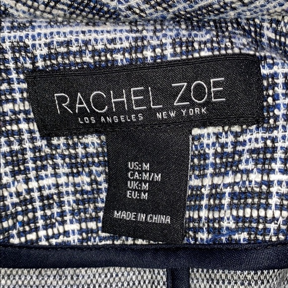 Rachael Zoe Tweed open front blazer Navy fringe - Picture 4 of 5